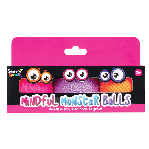 Squishy Mindful Monster Balls Pink Purple Orange Set of 3